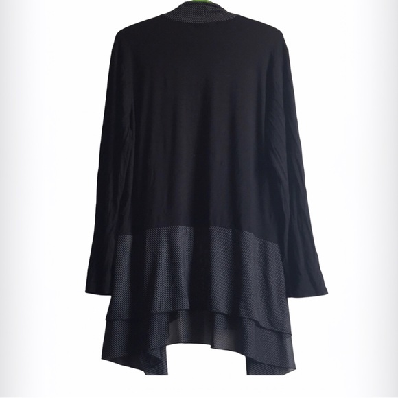 KIM & CAMI Longline Open Front Black Polka Dot Large Cardigan - Picture 3 of 5